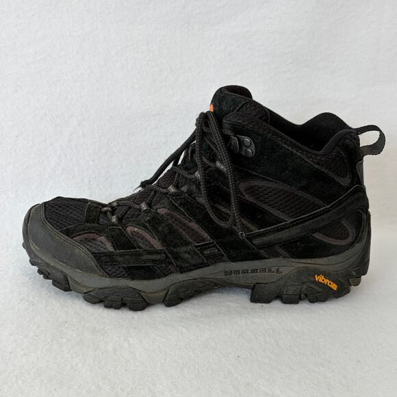 Merrell Hiking Boots Mens 10.5 Black Suede Hi-Top Vibram Soles Performance Shoes main image 8